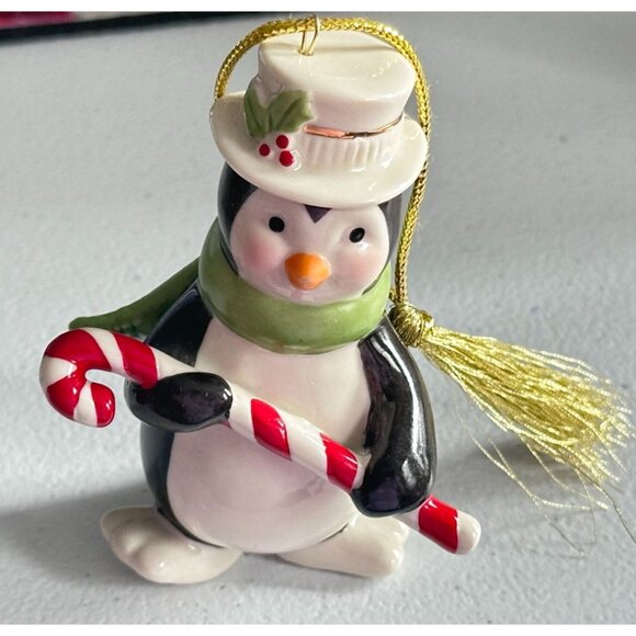 Two Lenox Porcelain Snowman Penguin Ornament Christmas Tree Figurine Hanging - Picture 7 of 9